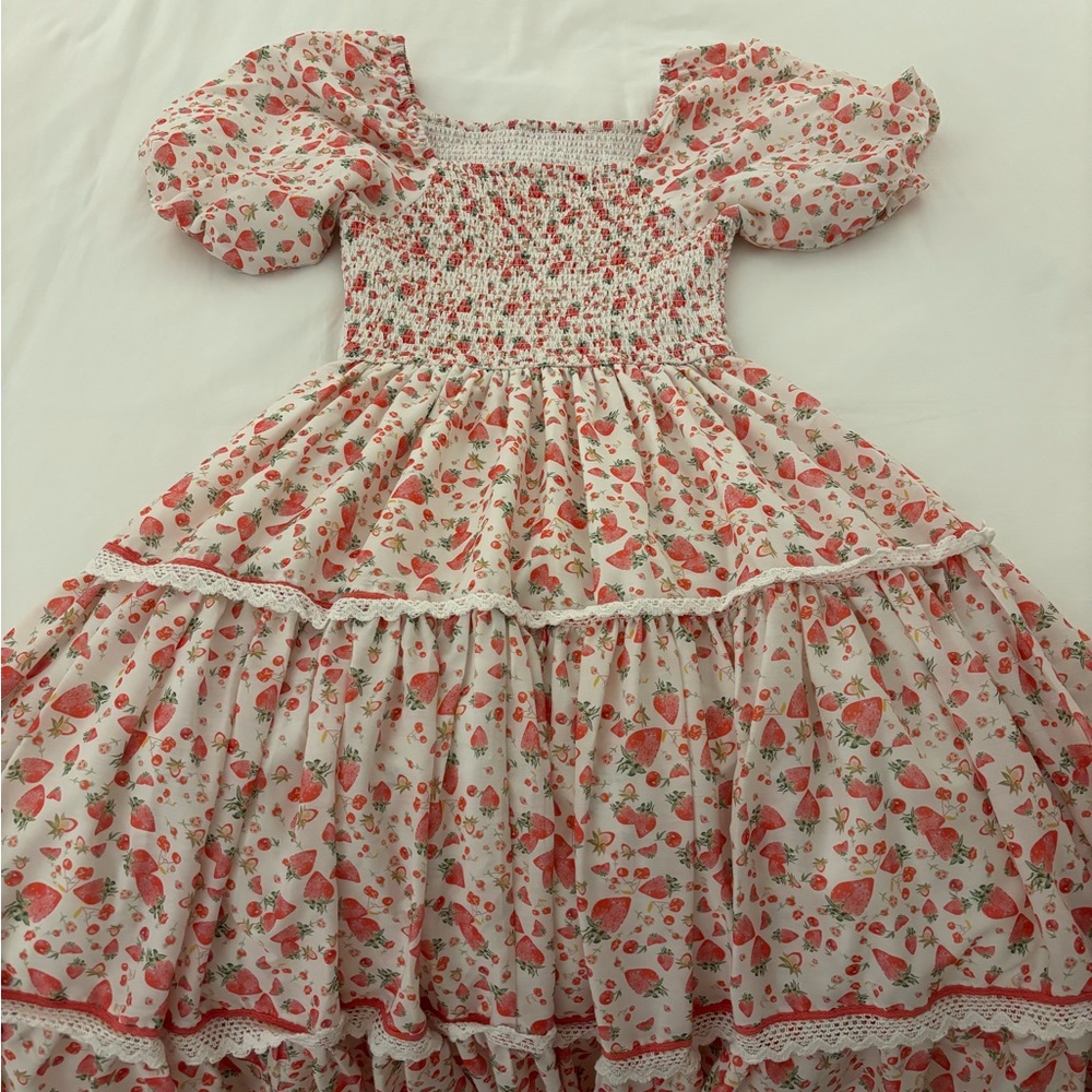 JessaKae Strawberry Shortcake Dress M Strawberry Print Smocked Dress
